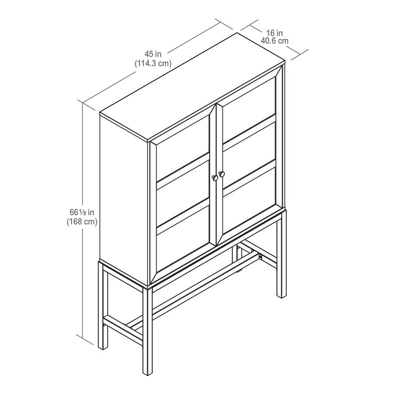 Ezra China Cabinet with Glass Doors - Light Honey/Black
