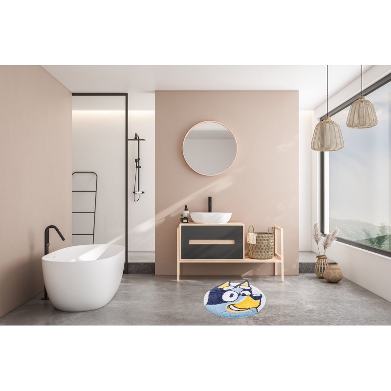 Kids Bluey Tufted Bath Rug 19x22 Cotton Non-Slip Bathroom Mat