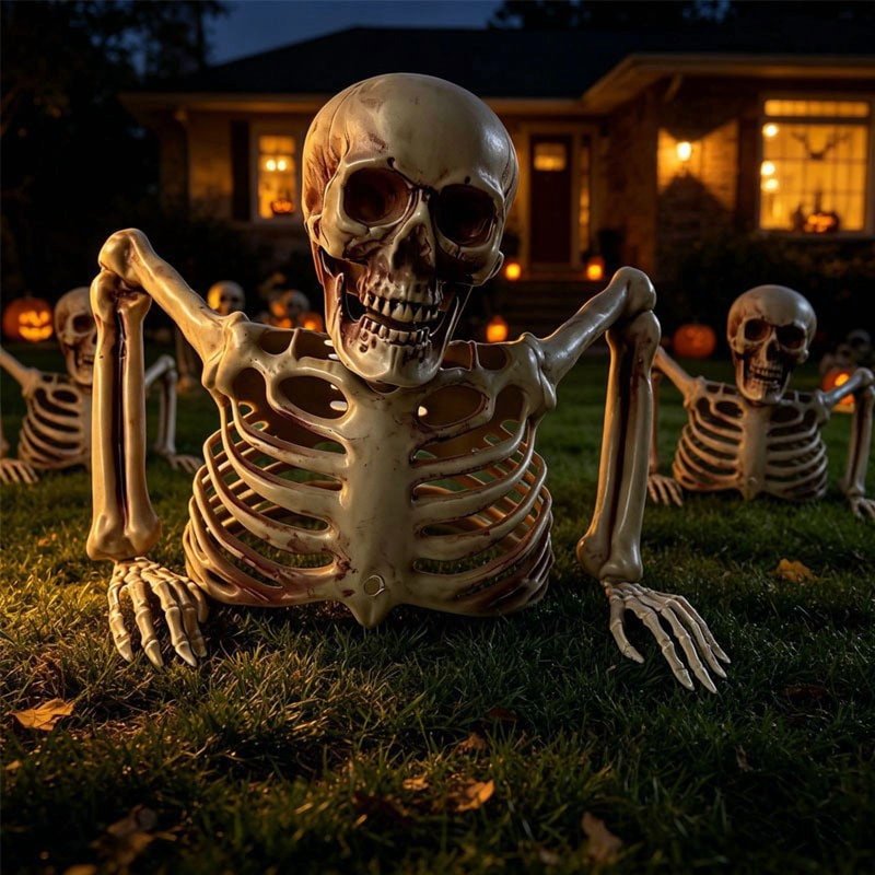 Halloween Skeleton Prop Half Torso White Plastic Tabletop Decor - Variation 022#A