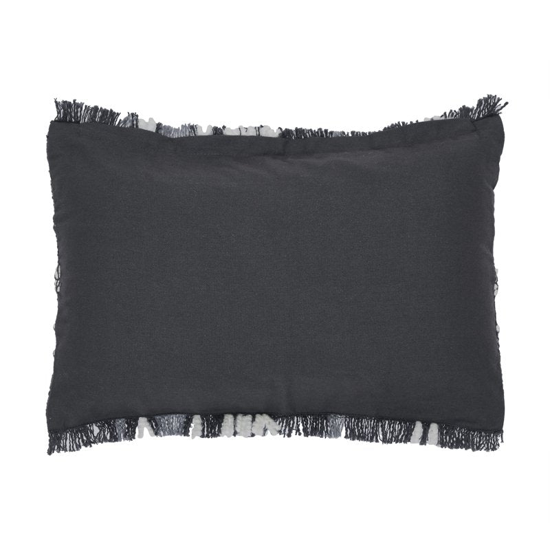 Black 2-Pack 14x20 Inch Cotton Rich Decorative Pillow with Fringe Trim