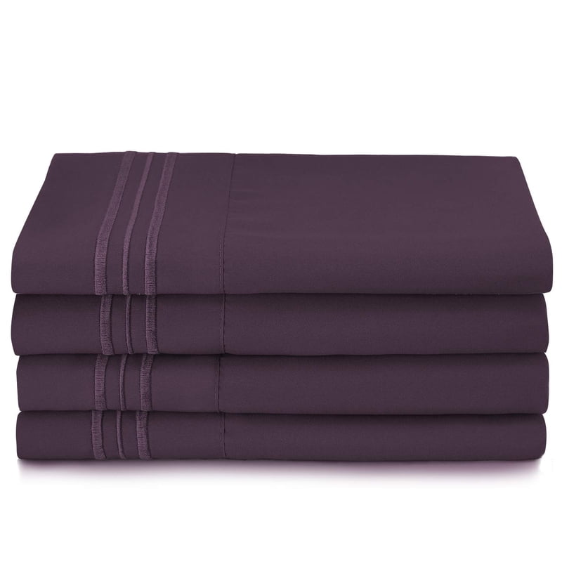 Full Bed Sheet Set with Extra Pillowcases - Eggplant Purple, 6-Piece Microfiber Bedding