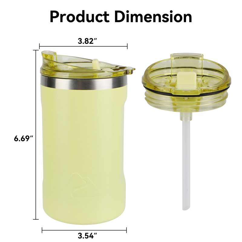 16oz Stainless Steel Can Tumbler with Ceramic Lining & 2-in-1 Lid - Yellow