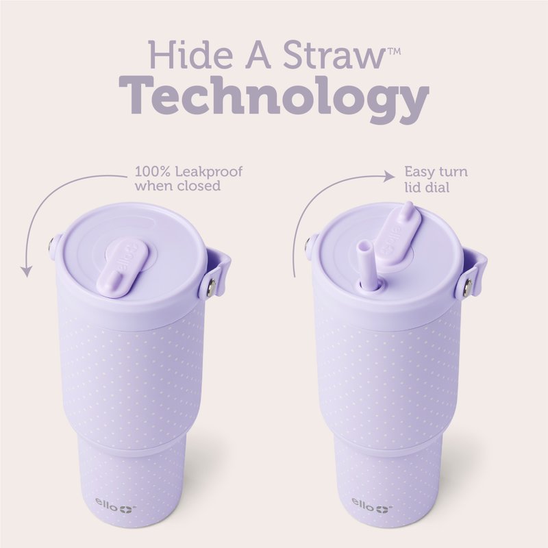 24oz Stainless Steel Tumbler with Handle & Straw - Pinpoint Purple, Dots