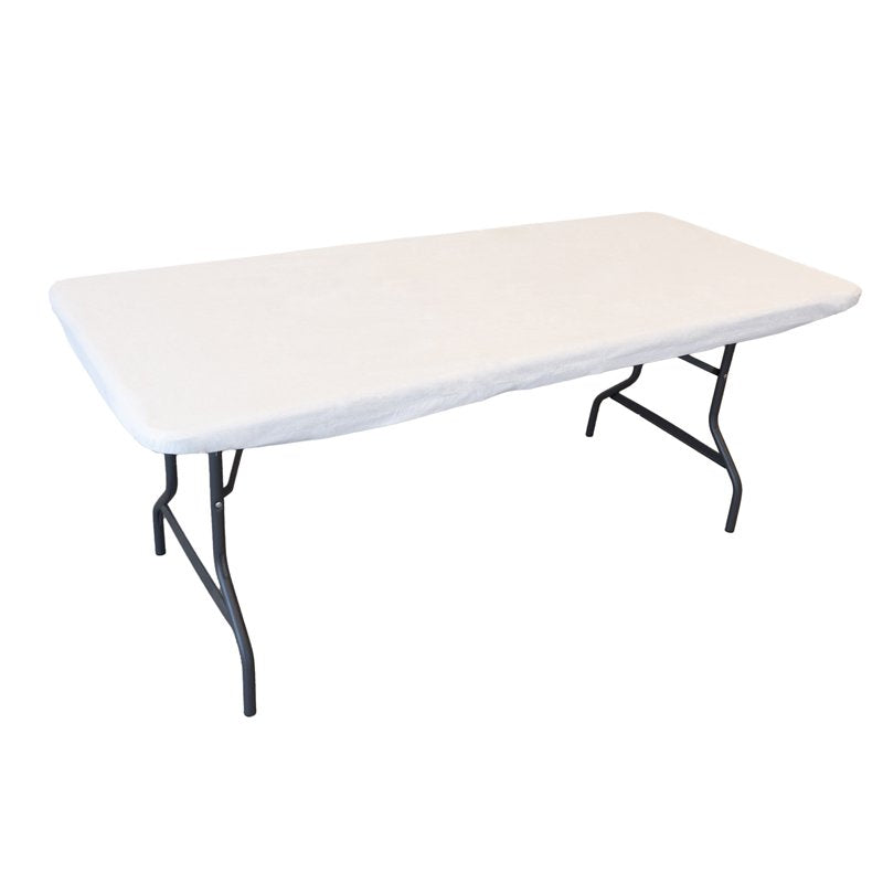 Elastic Fitted Table Cover - Waterproof Vinyl, 6Ft, 2 Pack - White