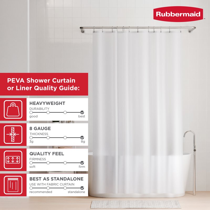 Frosty Heavyweight PEVA Waterproof Shower Curtain Liner - 70x72 Inches, Mold-Resistant