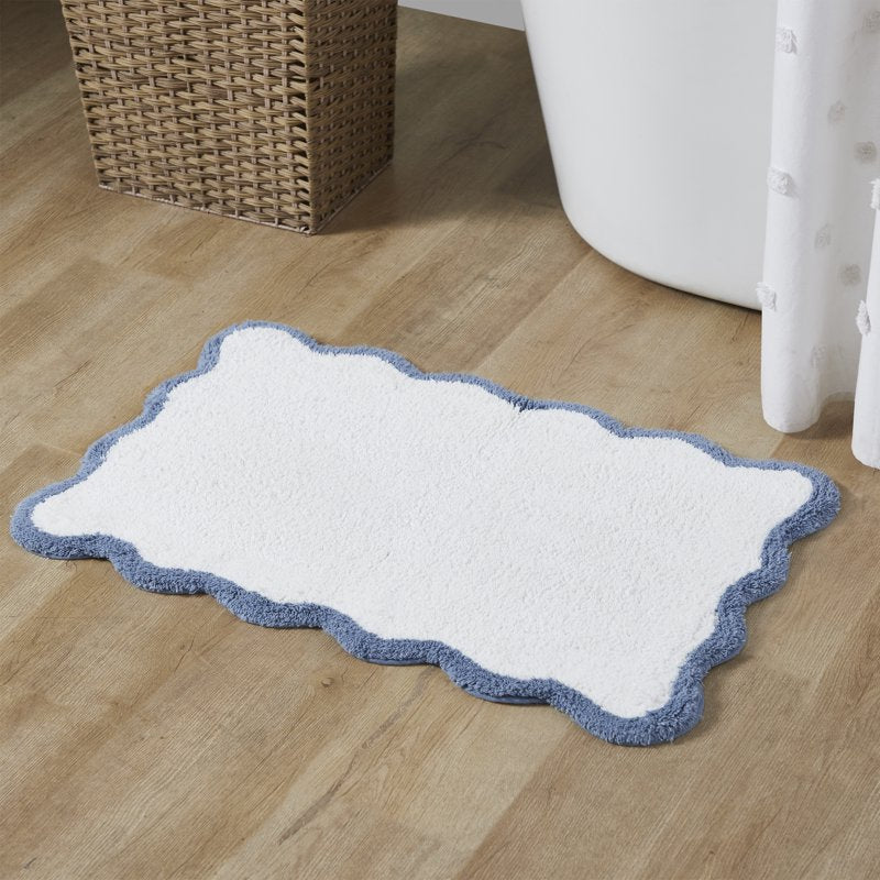 Cotton Bath Rug - My Texas House Whitney Blue 20 x 32 Inches - Farmhouse Style