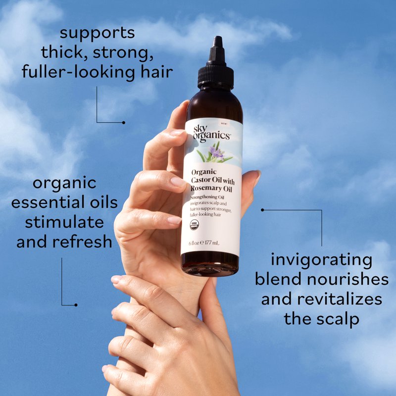 Organic Castor and Rosemary Hair Oil for Scalp and Lash Care 6 fl oz
