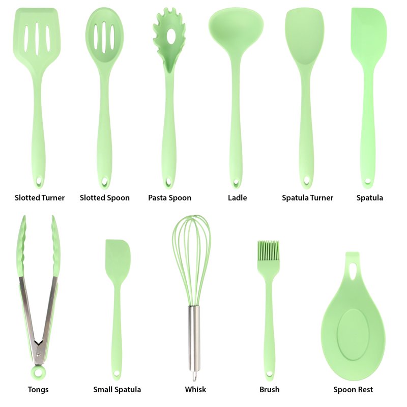 12 Piece Mint Green Silicone Cooking Utensil Set