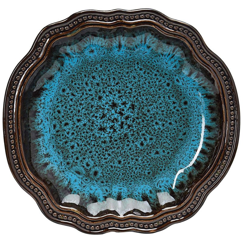 16-Piece Mystic Waves Dinnerware Set - Glazed Blue Stoneware