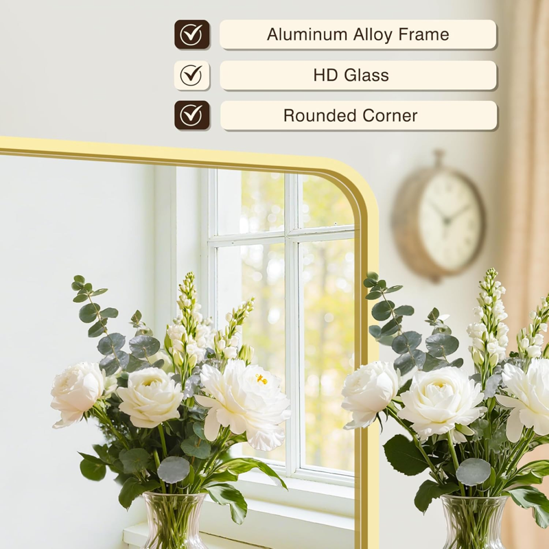 Bathroom Mirror Wall-Mounted 30x40 Inches Gold Frame Rectangular - AUROMIR 30"x40"