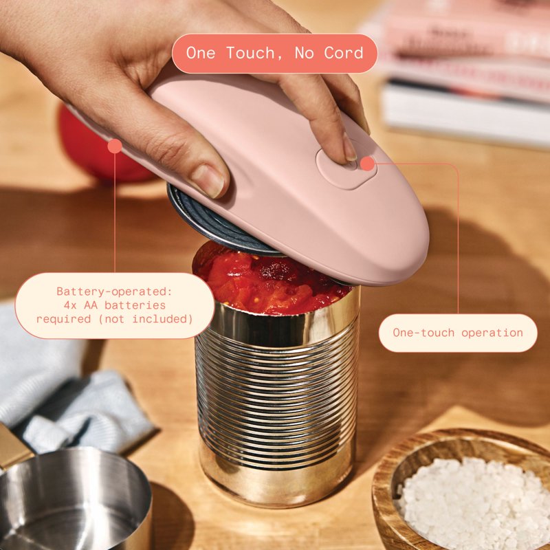 Hands-Free Electric Can Opener - Battery Powered, Rose