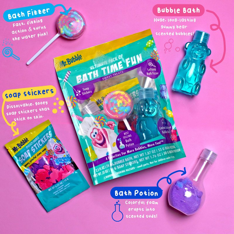 Bath Time Fun Pack - Bubble Bath, Bath Bombs & Soap Stickers