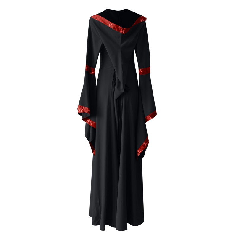 Black Renaissance Princess Dress for Women Medieval Costume Gown - L