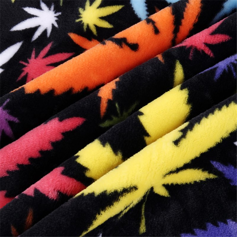 Soft Cozy Fleece Throw Blanket with Colorful Leaves Design - 50x60 Inches