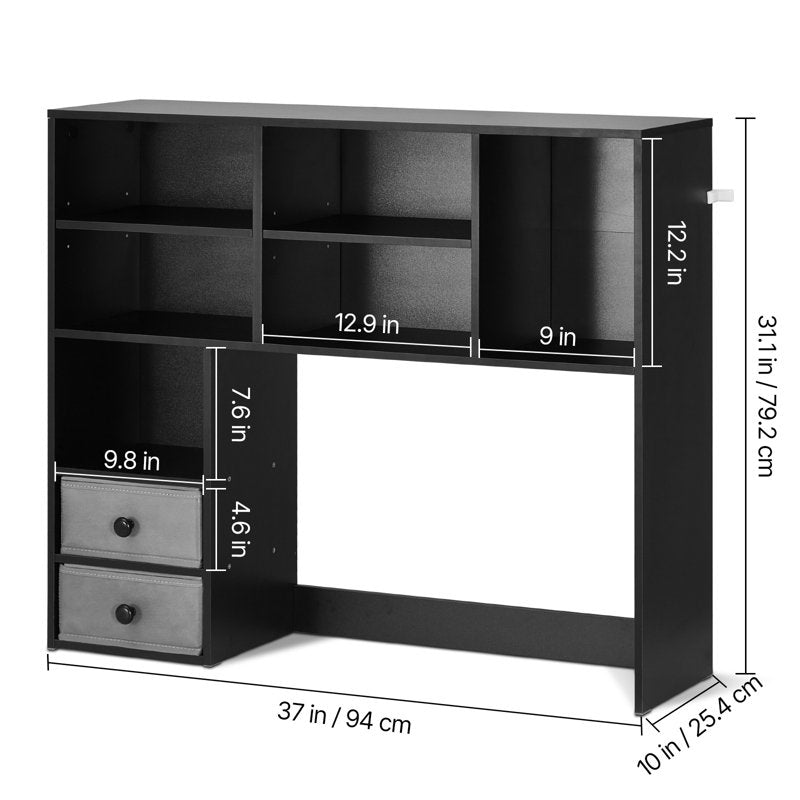 Tri-Level Desktop Bookcase - Durable Wood Organizer with Storage Bins