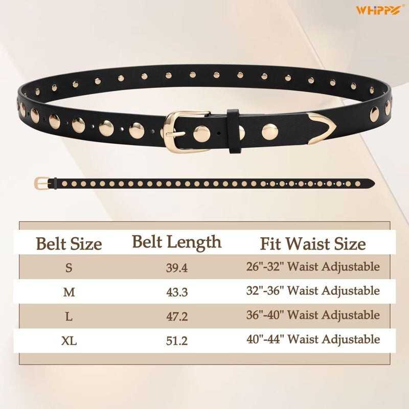 Women's Leather Belt for Jeans and Dresses - Black, 40-44 Inch Fit Variation