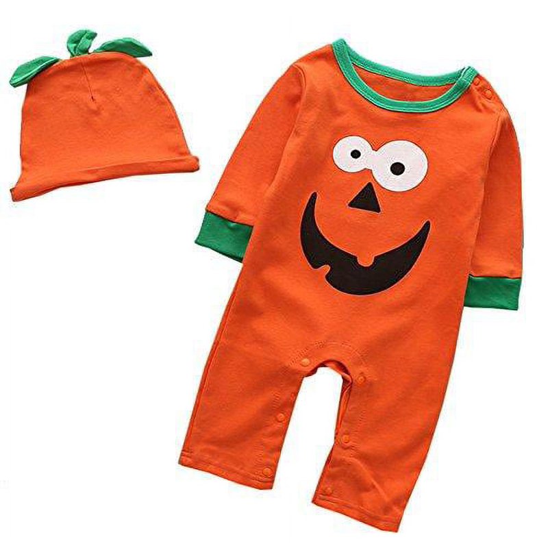 Baby Boy Halloween Monster Romper & Hat Set - Cotton 2-Piece Outfit for 6-24 Months