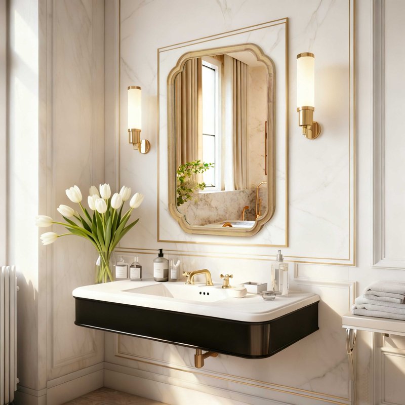 24x36 Inch Natural Solid Wood Frame Mirror - Decorative Wall Mirror for Bedroom & Living Room