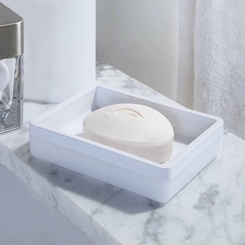 Single Frosted White Plastic Soap Dish - Compact Bathroom & Kitchen Organizer