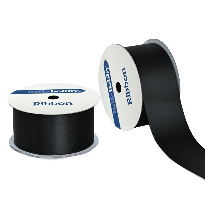 Black Satin Ribbon 1.5 Inch Wide - 7 Yards for Crafts & Gift Wrapping