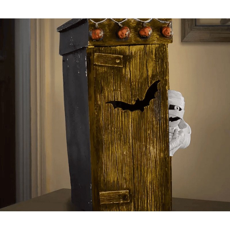 Halloween Mummy Ghost Resin Figurine for Outdoor Toilet Decor - Spooky Funny Garden Statue