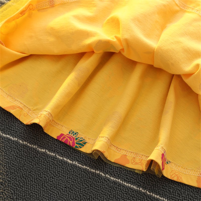 Toddler Girls Princess Tulle Dress Halloween Birthday Party Dress - Yellow 2-3T