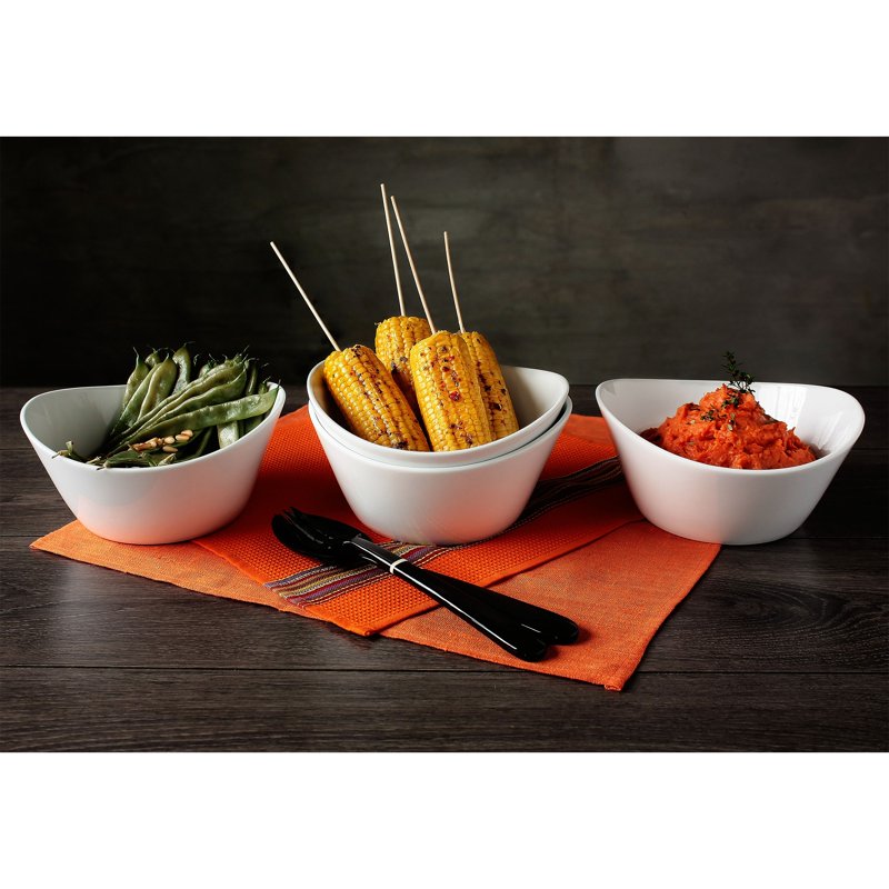 Porcelain Wavy Serve Bowl - 46 oz Capacity, White - Single