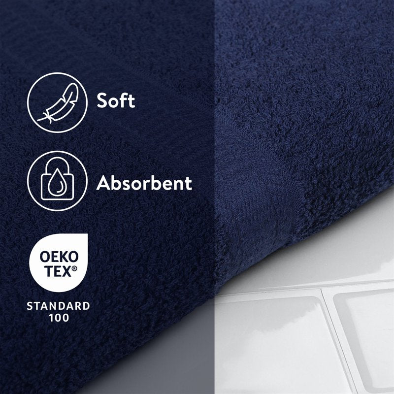 Navy 18-Piece Cotton Towel Set - Bath, Hand & Washcloths, Mainstays - Variation of THIS listing