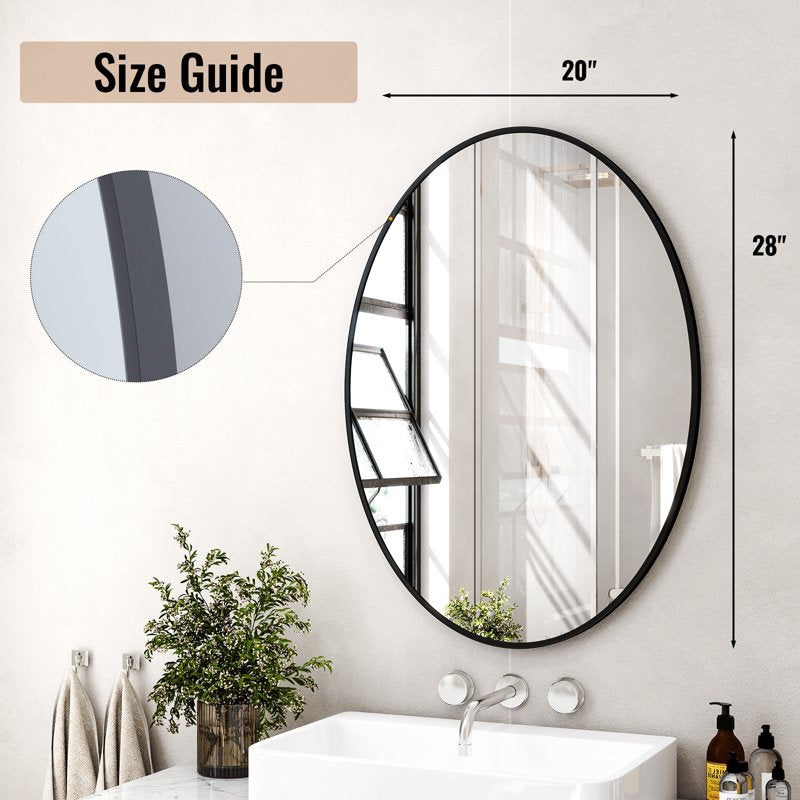 Oval Bathroom Mirror Wall Mirror 20x28 Black - Elegant Wall Decor