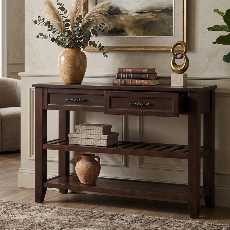 42" Console Table with 2 Drawers - Multi-Functional Entryway Sofa Table