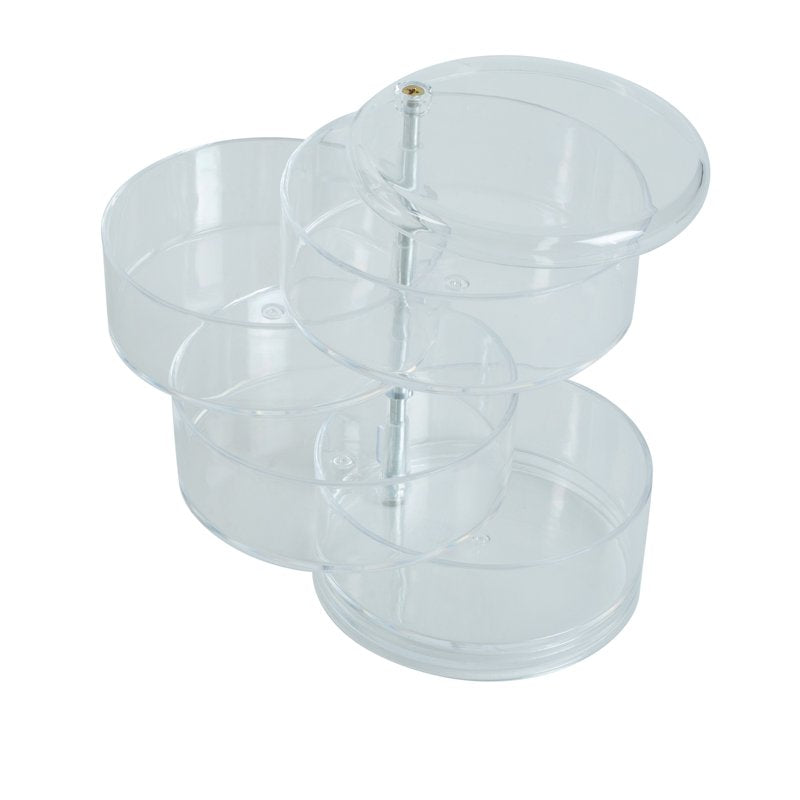 Clear 4-Tier Swivel Makeup and Jewelry Organizer for Vanity and Bathroom