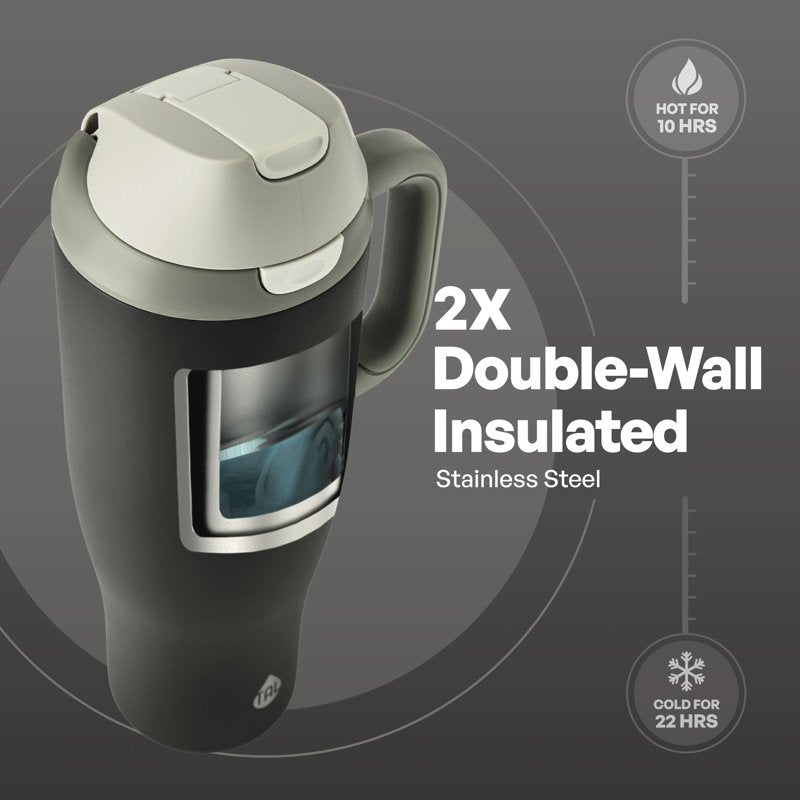 40oz Stainless Steel 2-in-1 Straw and Chug Water Bottle - Black
