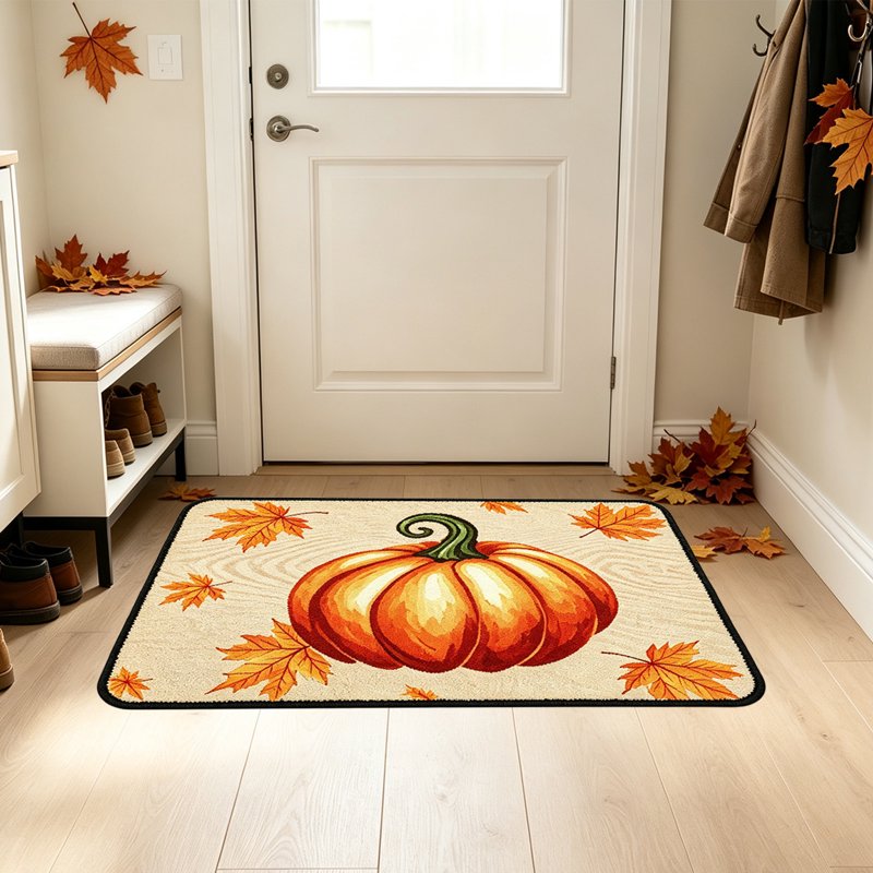 Thanksgiving Pumpkin Fall Doormat - Non-Slip Autumn Front Door Mat R