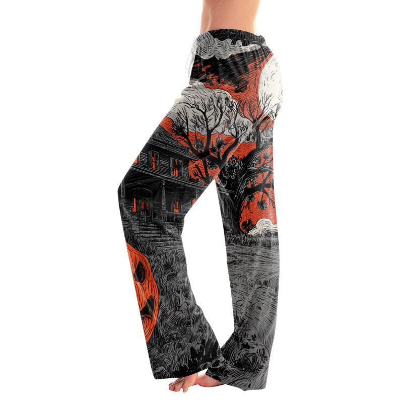 Breathable Halloween Pajama Bottoms for Women Saffron M - Cozy Nightwear