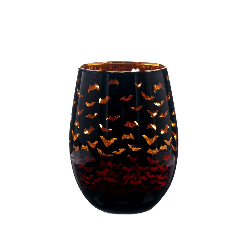 Halloween Two Tone Stemless Wine Glass - Bat Design
