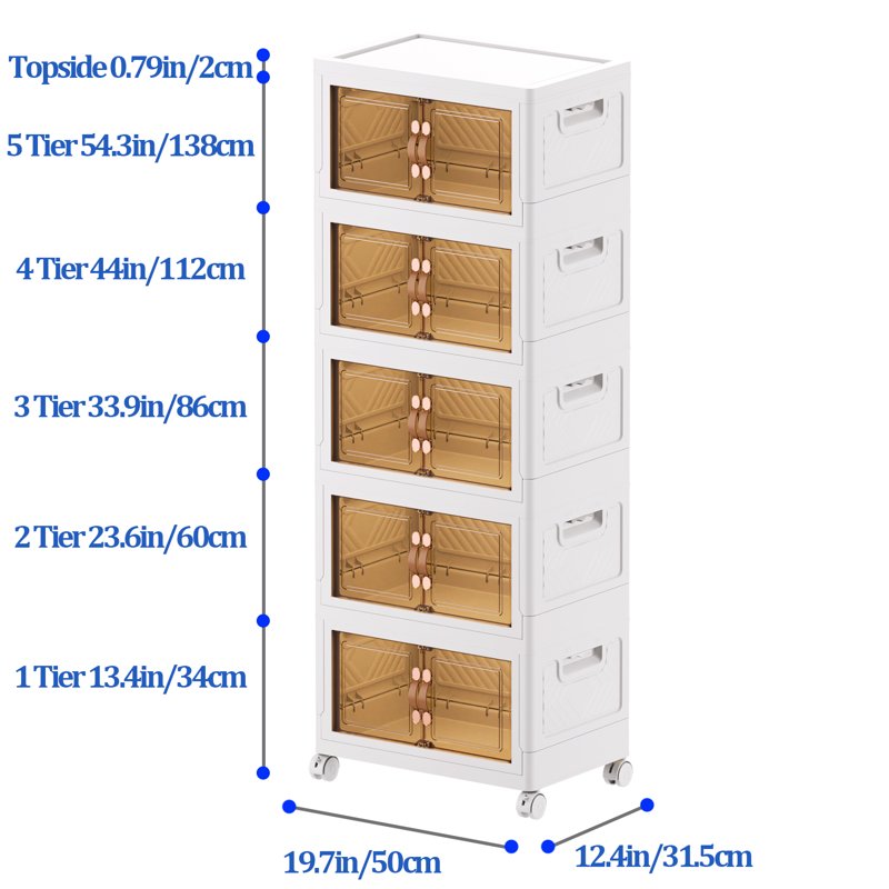 4-Tier Stackable Plastic Storage Bins with Lids - Closet Organizers & Storage Containers