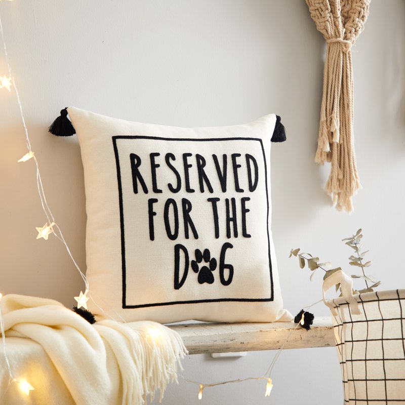 (4 Pack) Dog Lover Decor Throw Pillow - 18x18 Inch Square Cushion for Sofa & Bed - Indoor Use - Reserved for the Dog Design