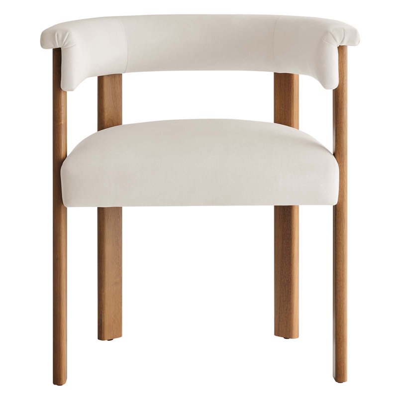 Performance Velvet Barrel Dining Chairs Set of 2 - White
