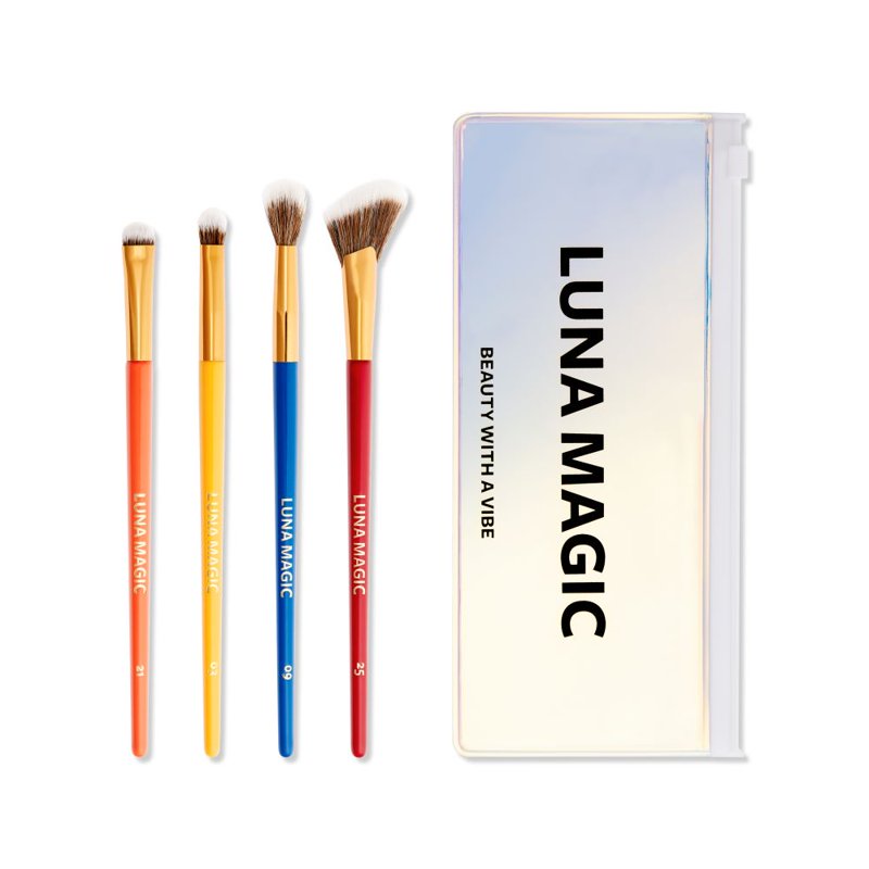 5-Piece Eye Makeup Brush Set with Holographic Travel Pouch