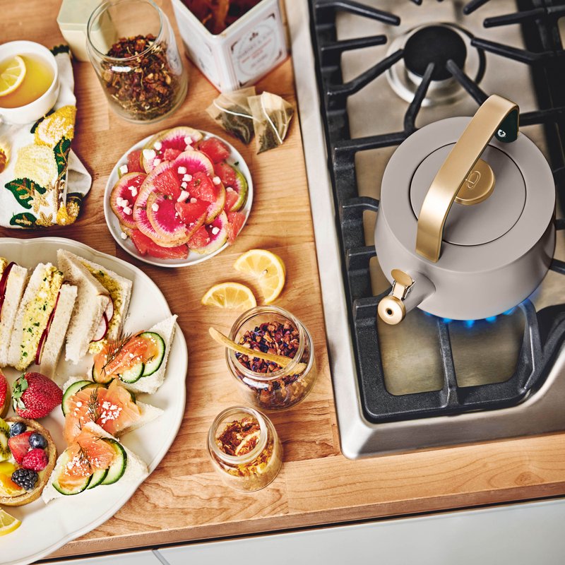 1.8L Ceramic Non-Stick Stovetop Tea Kettle - Porcini Taupe