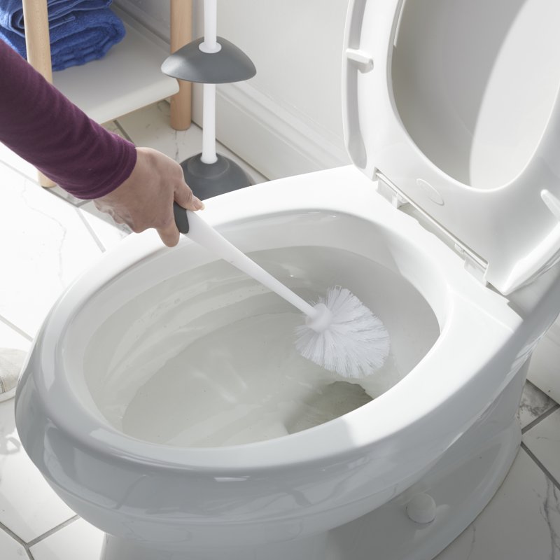 Toilet Bowl Brush and Holder Set - Discreet, Antimicrobial, Modern Design