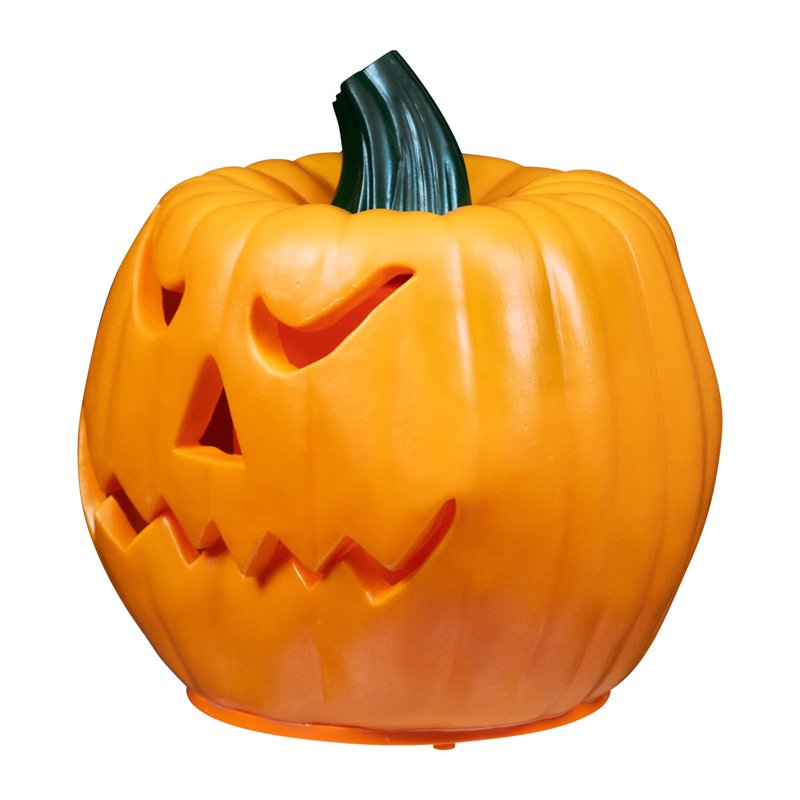 Animated Double-Sided Halloween Jack-O-Lantern with LED Lights and Spooky Sounds - Orange/Green