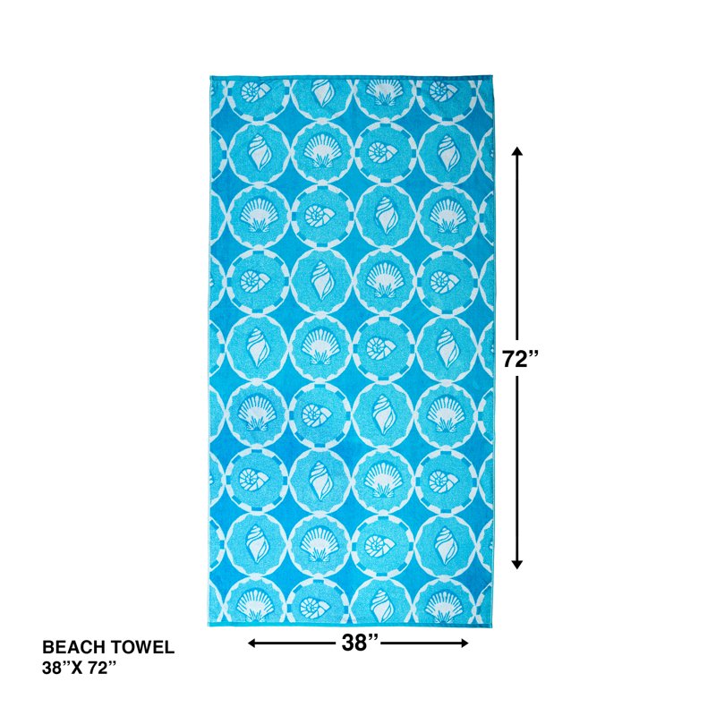 Beach Towel Bundle - Oversized Seashell Pattern, Soft & Absorbent