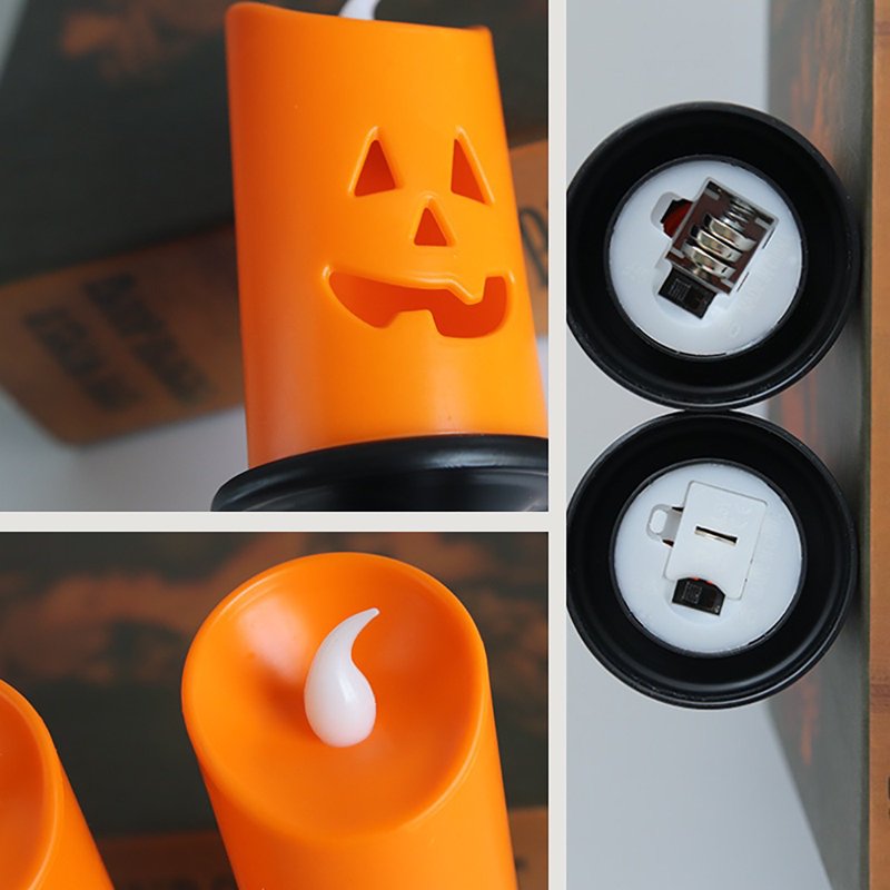 Halloween LED Candle Lights with Pumpkin Lanterns - Indoor Decor, 3 Pack - Halloween Decor A