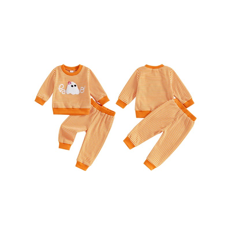 Baby Girl Halloween Outfits 2-Piece Striped T-Shirt and Pants Set - 0-6 Months Style 24