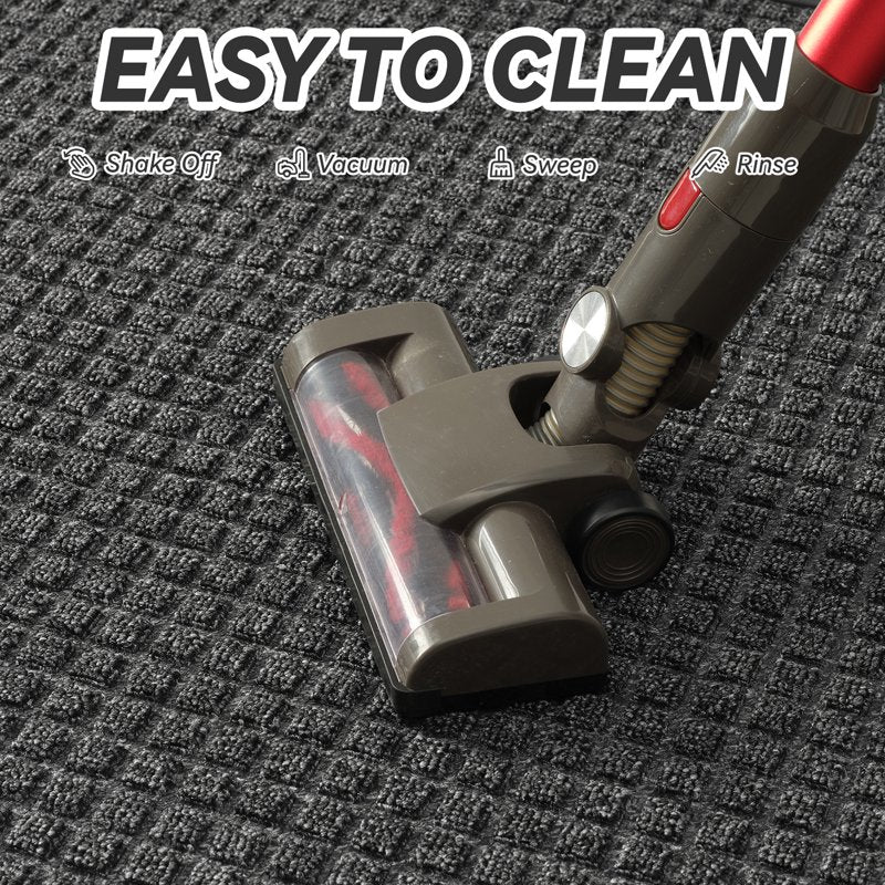Outdoor Doormat 24x47 Inches Non-Slip Rubber Entrance Rug Checker Gray