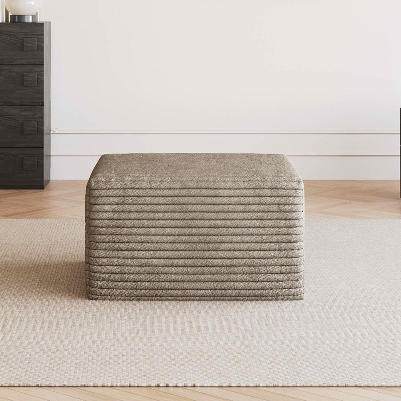 Modular Plush Corduroy Ottoman - No Assembly Required