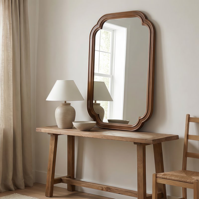 24x36 Inch Solid Wood Frame Decorative Mirror - Dark Walnut