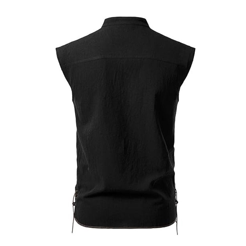 Kalauyu Men's Medieval Pirate Sleeveless Tank Top - Black, M