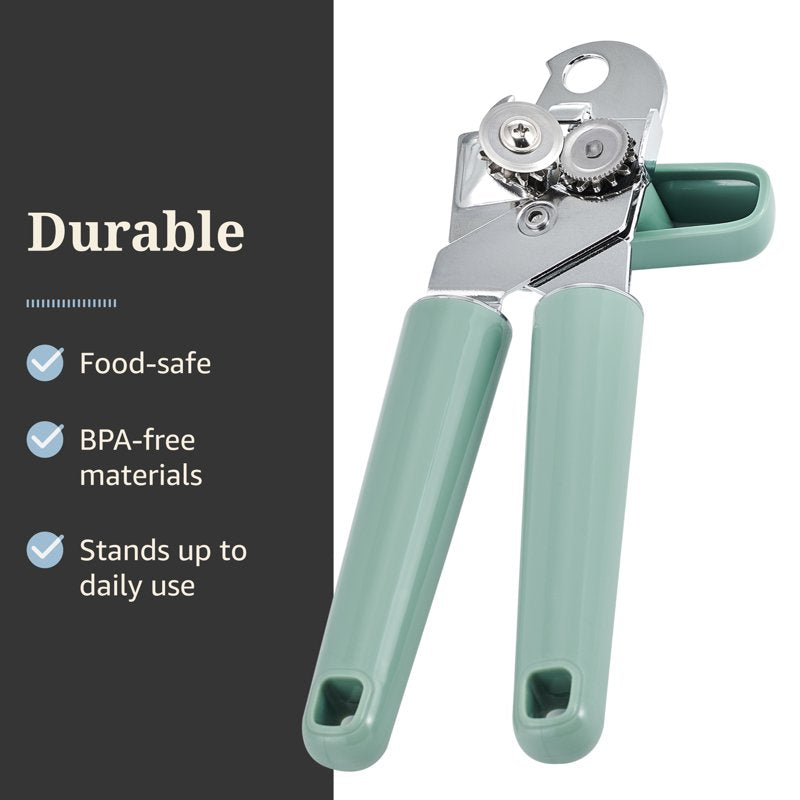 Professional Manual Can Opener with Built-in Bottle Opener - Sage Green